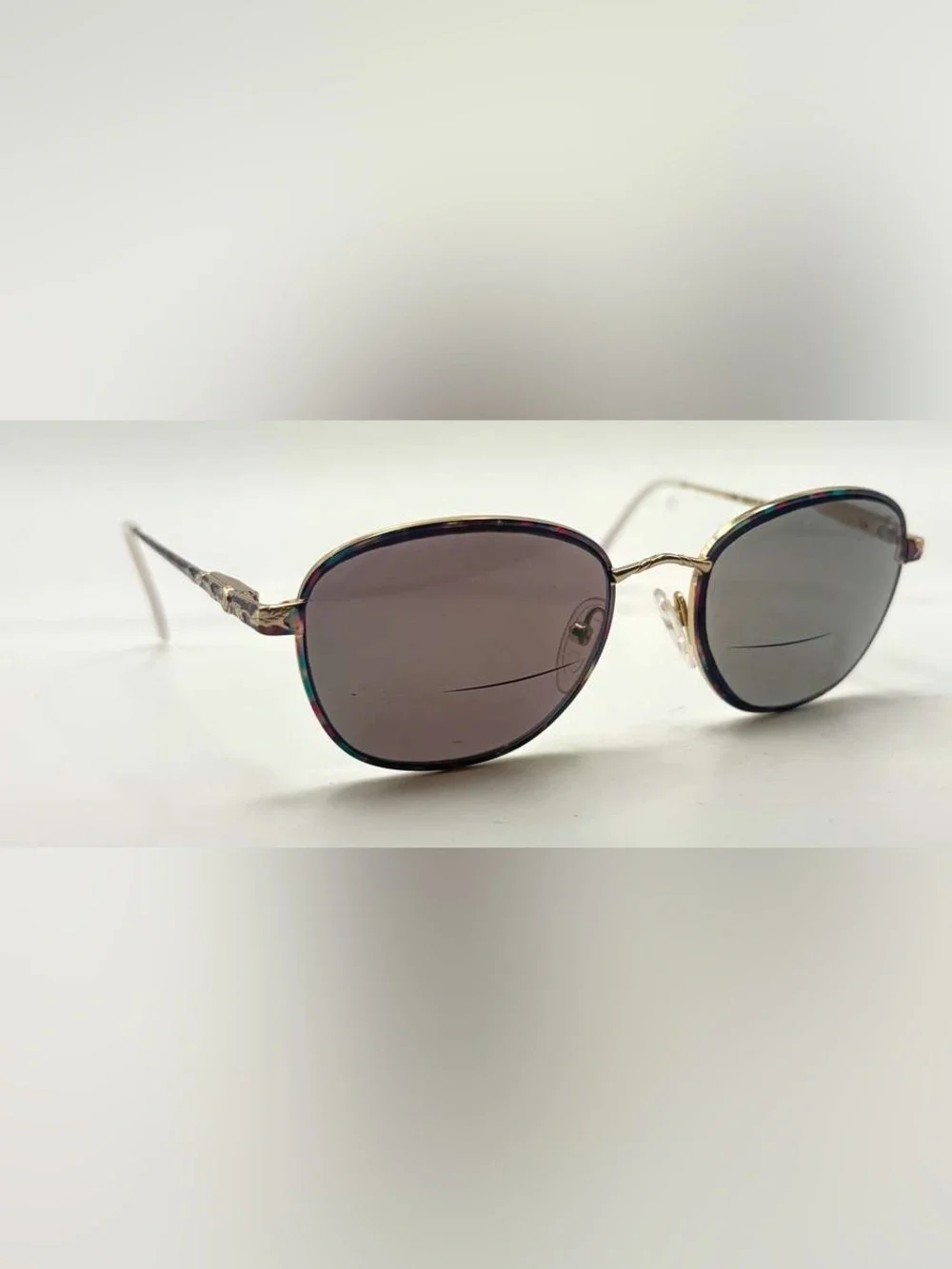 Vintage Juliet Gold Multi-Color Black Oval Metal Sunglasses Frames Only